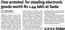 One arrested for stealing electronic goods worth Rs. 1.44 lakh at Sada.JPG - 