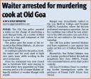 Waiter arrested for murdering cook at Old Goa.JPG - 