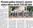 Pernem police arrest 3, recover stolen bikes worth Rs. 25.60 lakh.jpg - 